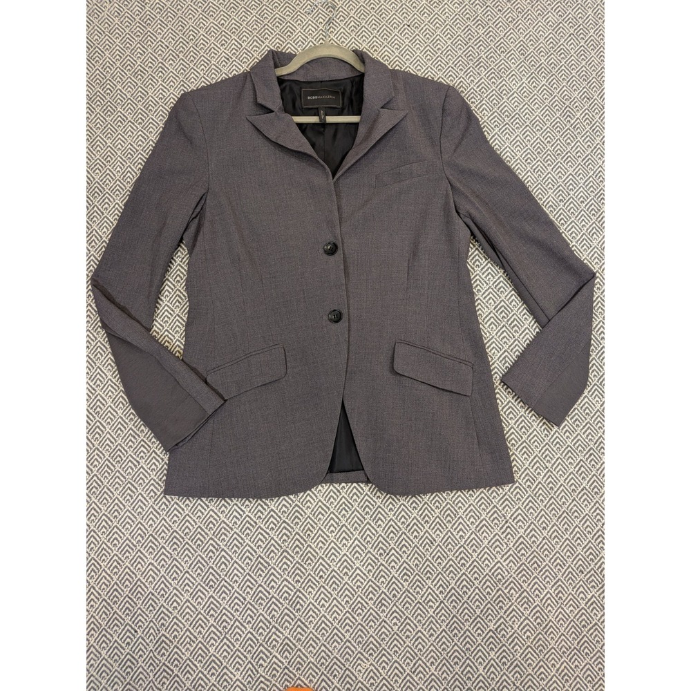 BCBGMAXAZRIA Blazer Womens L Charcoal Grey Tailored Career Work Jacket